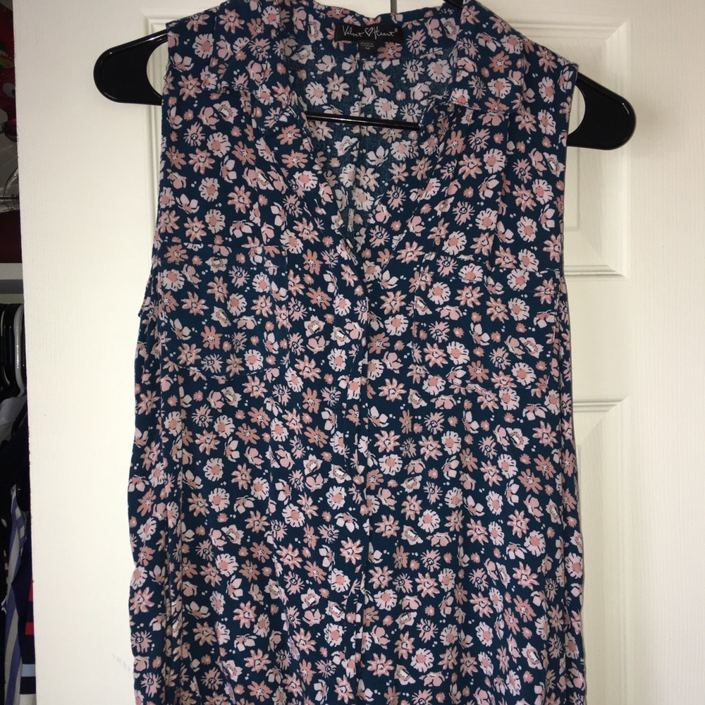 Velvet Heart Navy Blue with little flowers blouse